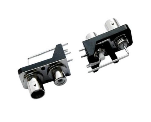 射频pcb连接器带RCA 绝缘同轴黑色塑胶外壳  弯式母头