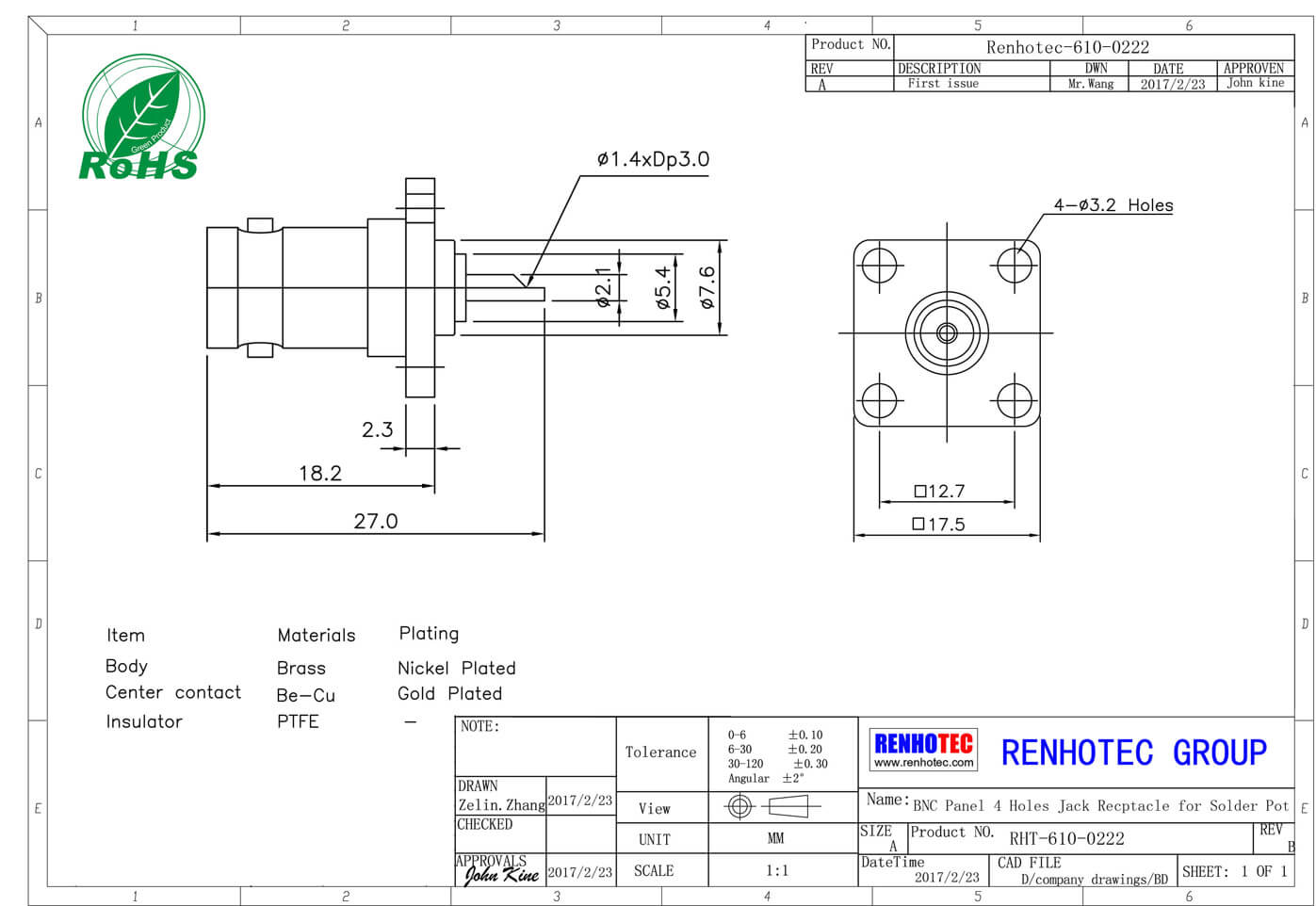 法兰型bnc接头接线方式母头直式压接式接线