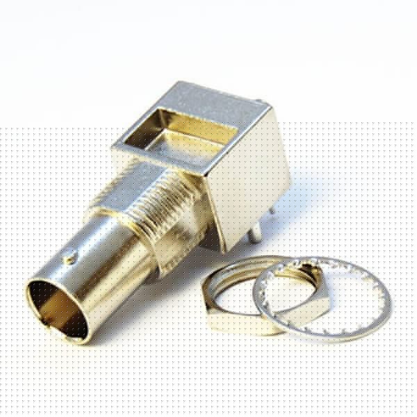 BNC板端接PCB板母头弯式穿墙连接器75欧姆镀镍}