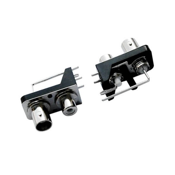 射频pcb连接器带RCA 绝缘同轴黑色塑胶外壳 弯式母头