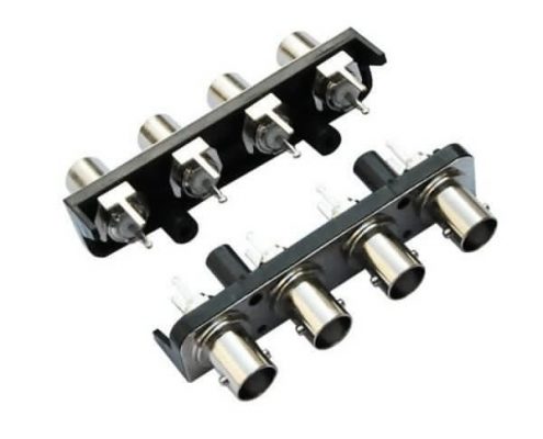 视频母头 黑色塑胶外壳 直式射频同轴 PCB板端