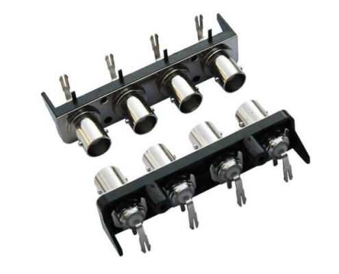 bnc多孔视频连接器 4同轴 塑胶外壳 弯式 射频母头 PCB板端