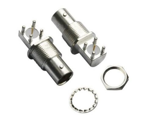 bnc 连接器 型号 方头 5引脚弯式射频同轴母头穿墙 PCB板端