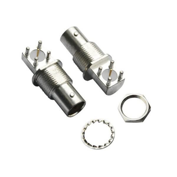 bnc 连接器 型号 方头 5引脚弯式射频同轴母头穿墙 PCB板端