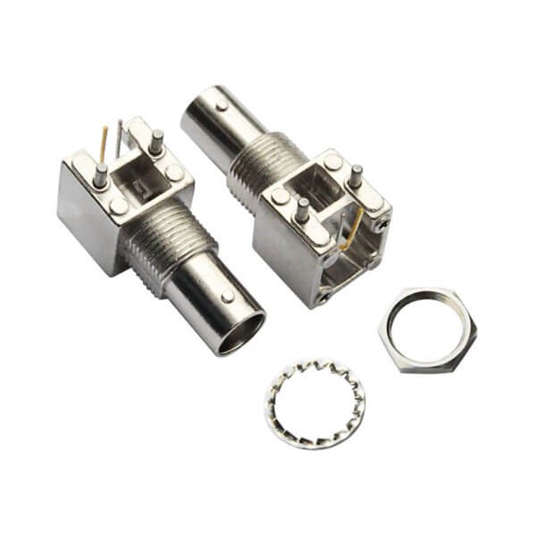 bnc型射频同轴连接器 弯式锌合金母头 PCB板