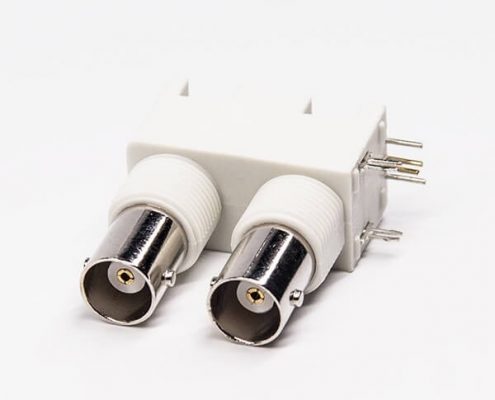 bnc 接口 白色塑胶外壳绝缘 弯式母头PCB板端