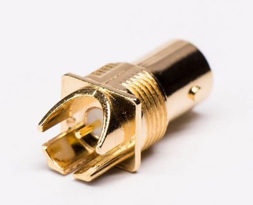 镀金PCB贴板 直式母头 BNC射频同轴连接器