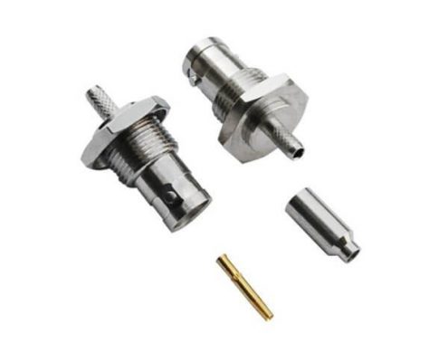 射频同轴连接器 压接直式母头锌合金BNC接线