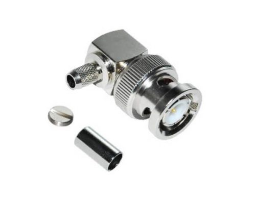 弯式压接锌合金 公头BNC射频同轴连接器