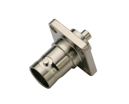 4孔方形法兰直式母头镀锌防水BNC同轴线缆连接器