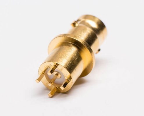 BNC母头接头直式镀金穿孔面板安装连接器