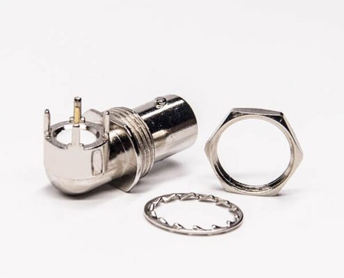 bnc插板接PCB板连接器弯式母头穿墙面板安装