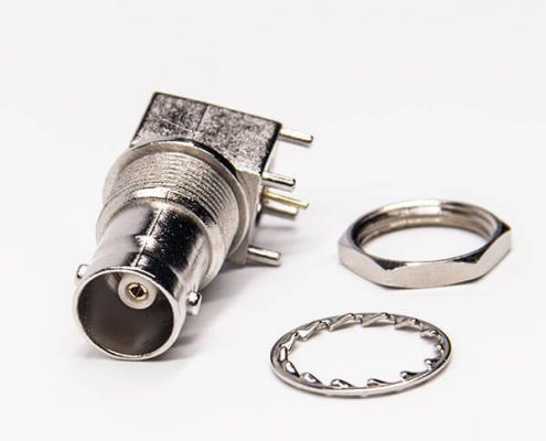 bnc穿墙母头弯式同轴连接器插板式接PCB板