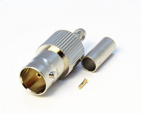 高清BNC 压接接线连接器75欧姆母头直式射频同轴电缆连接器