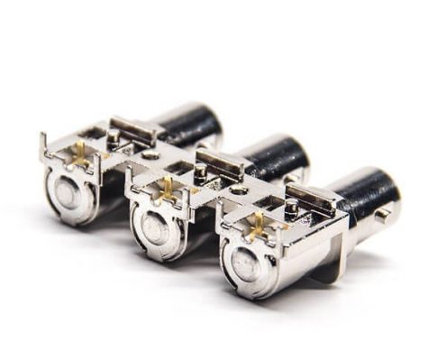 三轴Bnc连接器母头弯式插板接PCB板75欧姆镀镍