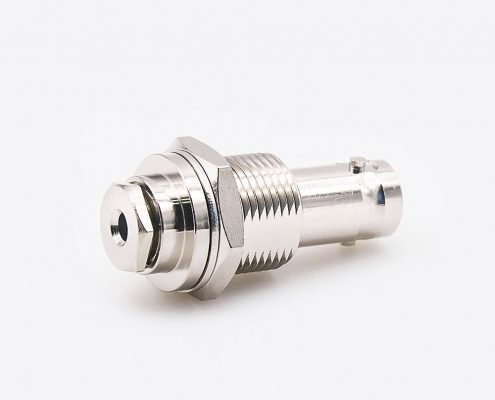 BNC面板安装连接器RG174/RG316接线直式母头前锁穿墙