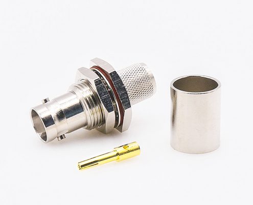 BNC连接器前锁穿墙防水直式母头接线压接用于lmr400接线
