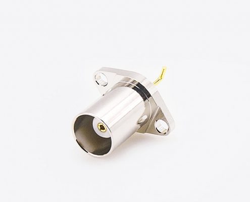 BNC母连接器面板安装直式2孔法兰焊接接线