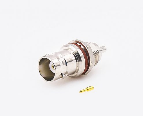 用于RG174/RG316接线的BNC连接器防水直式母头后锁穿墙压接