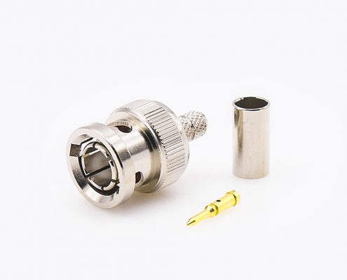 BNC压接连接器用于RG58/RG142的公头直式接线