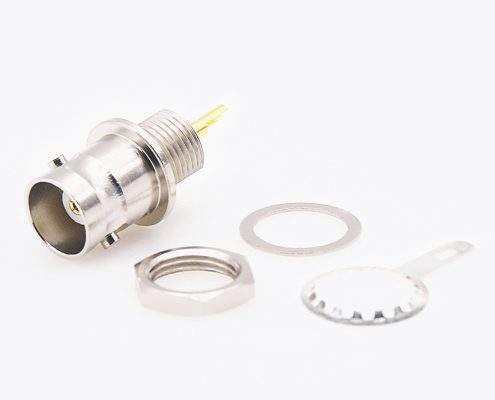 BNC后锁穿墙连接器75Ω母头直式面板安装焊接接线接地