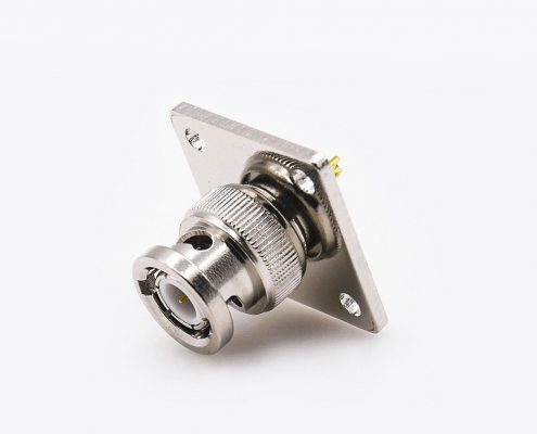 BNC连接器公头直式接线焊接4孔法兰
