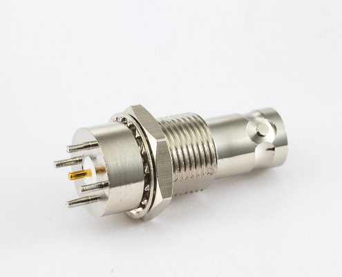 50ΩBNC连接器用于PCB母头直式前锁穿墙插孔