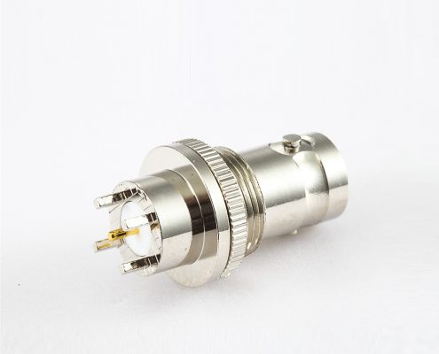 BNC连接器用于PCB安装母头直式前锁穿墙插孔75Ω