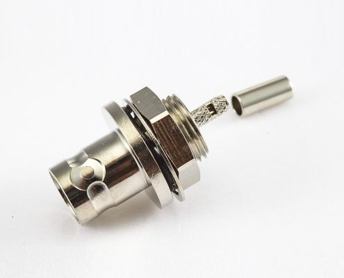 带螺母后锁穿墙压接的BNC连接器用于RG174/RG316母180度