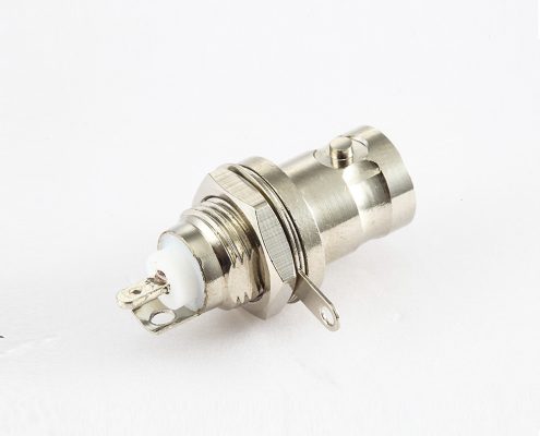 BNC接地50Ω直式母头面板安装后锁穿墙焊接接线接地