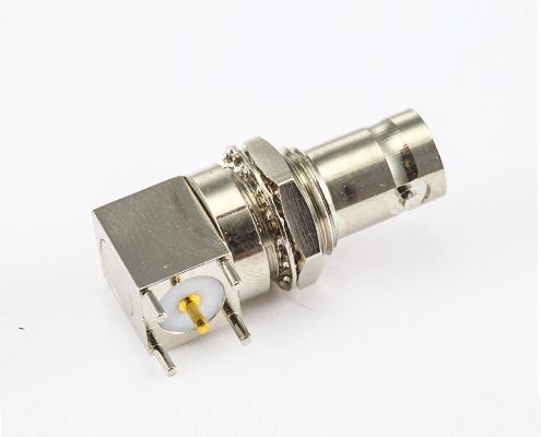 面板安装前锁穿墙BNC连接器插孔弯式PCB插孔50Ω