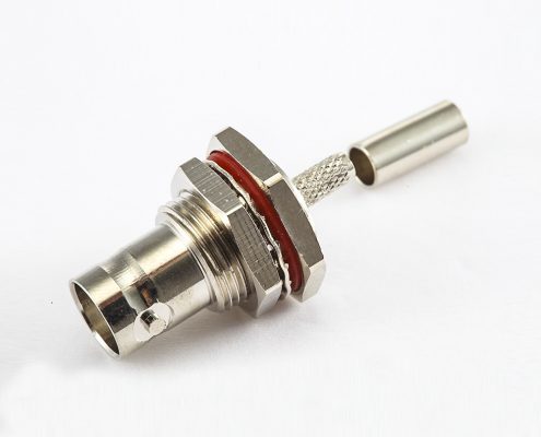 SYV75-2-2防水面板安装前锁穿墙75ΩBNC母头直式连接器压接