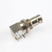 BNC连接器插孔弯式面板安装前锁穿墙PCB插孔75ohm BNC连接器插孔弯式面板安装前锁穿墙PCB插孔75ohm