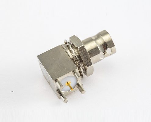 BNC连接器插孔弯式面板安装前锁穿墙PCB插孔50ohm