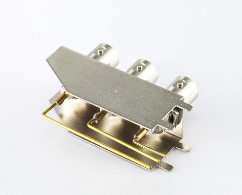 弯式PCB安装BNC连接器三排母头插孔50ohm