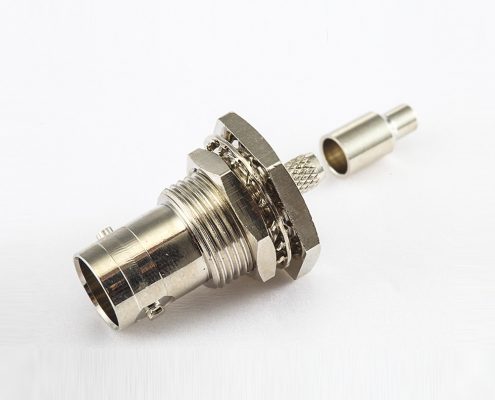 RG179/1.5C-2VBNC连接器压接母180度面板安装前锁穿墙75ohm