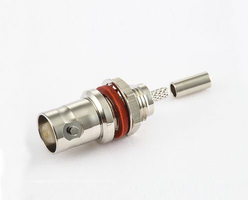 BNC直式母头带螺母压接RG174/RG316电缆