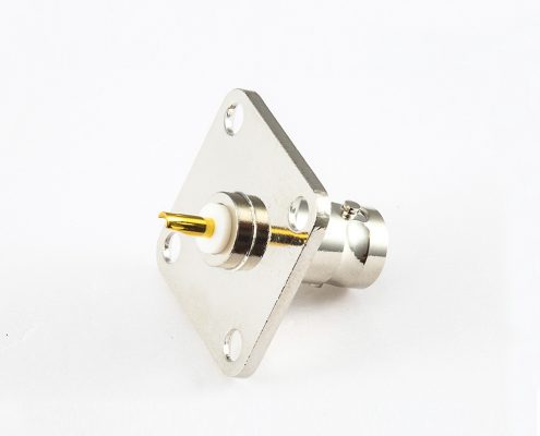 BNC连接器50欧姆母头直式法兰盘式座子