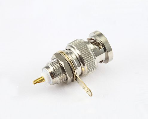 BNC公头直式螺母安装式座子铜镀镍