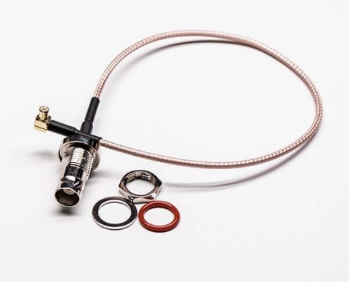 同轴线BNC头穿墙母头转MCX弯式公头接RG316线