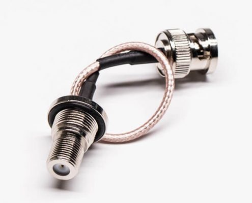 BNC接口公头直式转穿墙F母头射频同轴线缆RG179