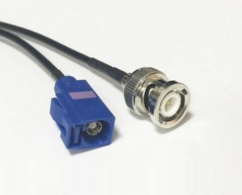 Fakra视频连接器C型母头转BNC公头接RG174线束