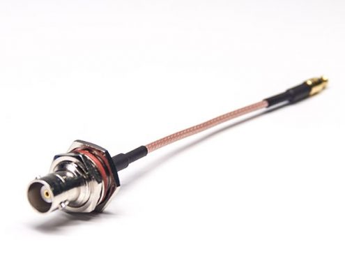 BNC接头线材前锁板防水母头直式转MCX直式公头接RG316线