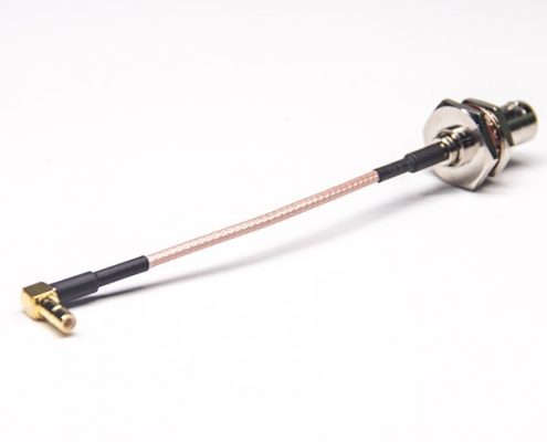 BNC转SMB射频线母头直式50欧姆大六角防水前锁板转SMB弯式母头接RG316线