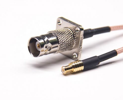 带法兰盘的BNC接头50欧姆母头直式转MCX公头直式接RG316线