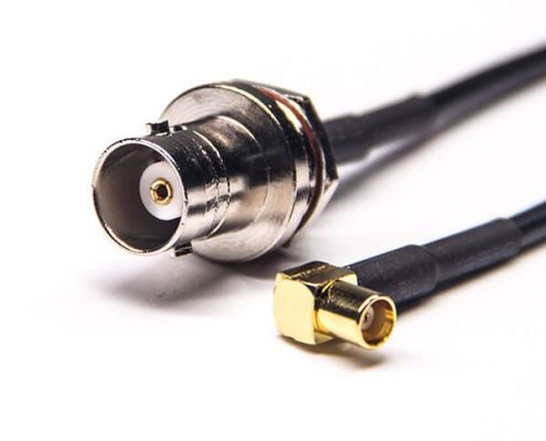 bnc穿墙座子母头后锁板转MCX弯母头接RG174线