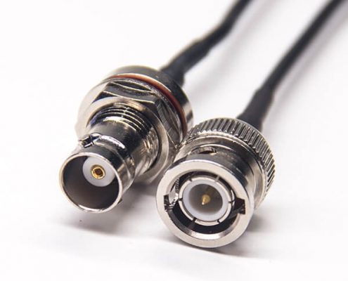 同轴电缆接头bnc公转母头防水前锁板接RG174射频线