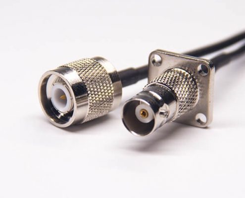 tnc射频接头组装线材RG174接bnc四孔法兰母头