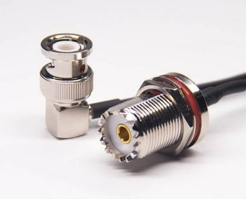 射频线UHF母头防水转弯式bnc公头接RG174线材