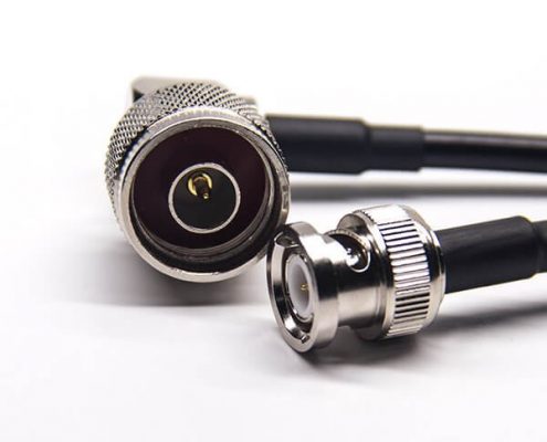 BNC线180度直式公头转N型90度弯式公头线接RG223  RG58